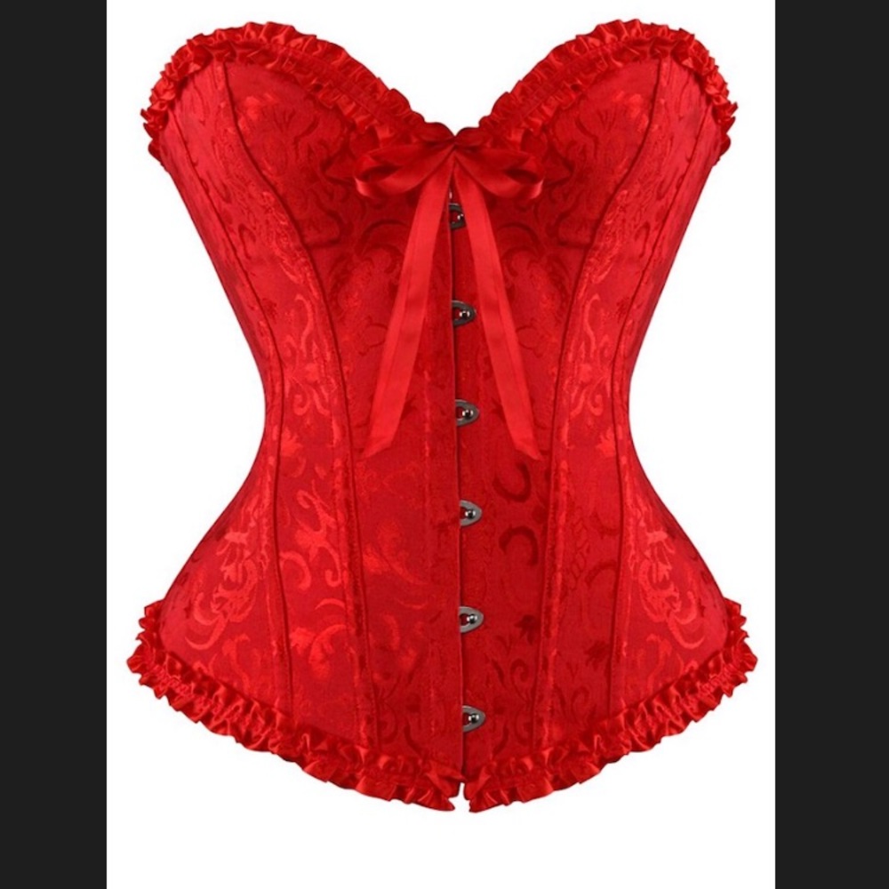 💋Super Sexy Red Satin Corset and panties NWOT
